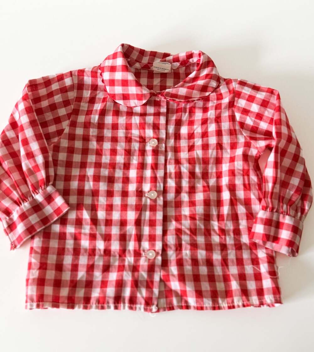 Vintage Cute Togs Toddler Girls Gingham Long Sleeve Button-Down Shirt  3T